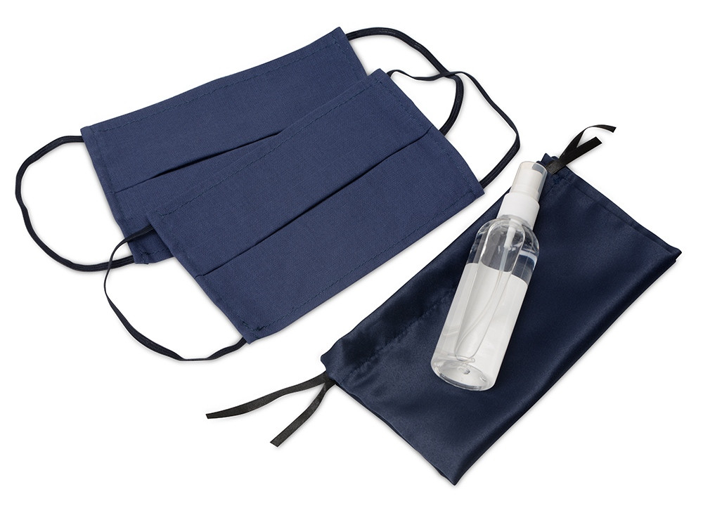 Набор средств индивидуальной защиты в сатиновом мешочке Protect Plus, синий - фото 1 - id-p112914215