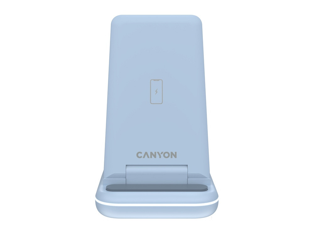 Беспроводное зарядное устройство 3-в-1 CANYON WS-304 (CNS-WCS304B), 15W, голубой - фото 2 - id-p112918056