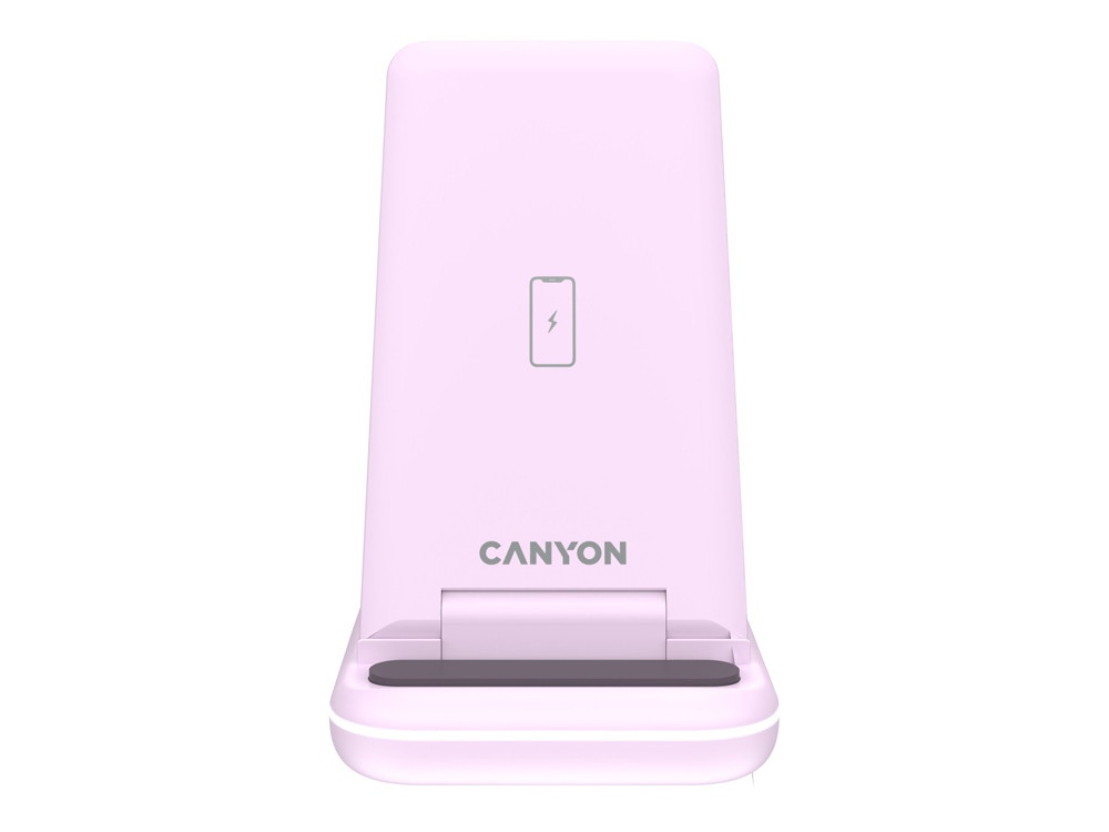 Беспроводное зарядное устройство 3-в-1 CANYON WS-304 (CNS-WCS304B), 15W, розовый - фото 2 - id-p112918058