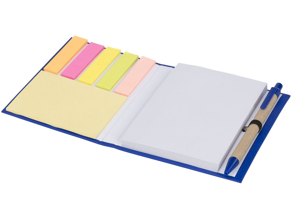 Цветной комбинированный блокнот с ручкой, синий - фото 4 - id-p112918089