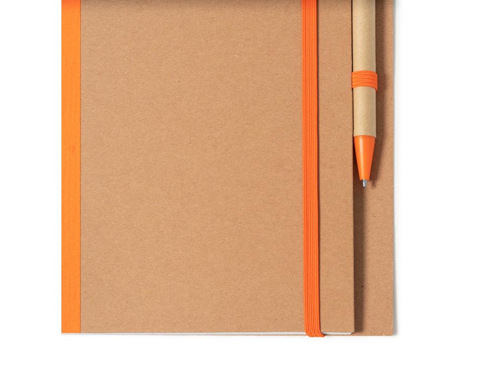 Блокнот А5+ ALANI с шариковой ручкой, крафтовый/оранжевый - фото 4 - id-p112918264