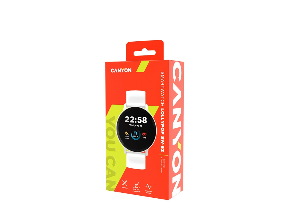 Умные часы CANYON Lollypop SW-63, IP 68, BT 5.0, сенсорный дисплей 1.3, белый - фото 7 - id-p112917356