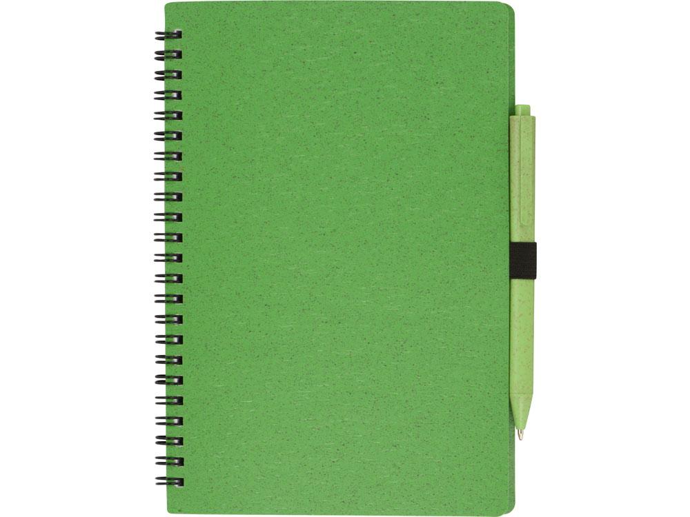 Блокнот А5 Toledo M, зеленый + ручка шариковая Pianta из пшеничной соломы, зеленый - фото 6 - id-p112915346