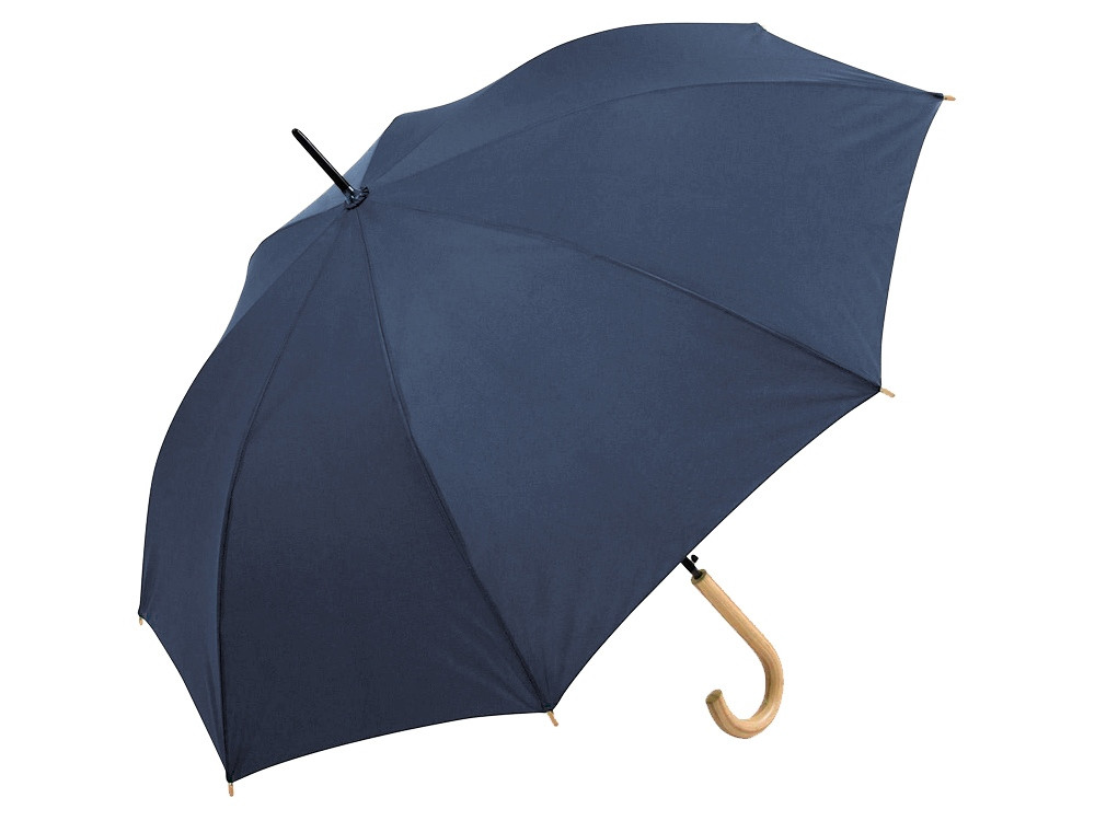 Зонт-трость 1134 Okobrella с деревянной ручкой и куполом из переработанного пластика, navy - фото 1 - id-p112917530