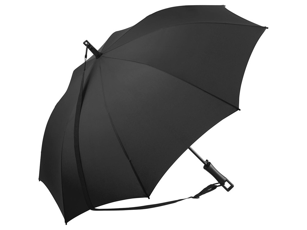 Зонт-трость 1199 Loop с плечевым ремнем, полуавтомат, черный - фото 1 - id-p112917534