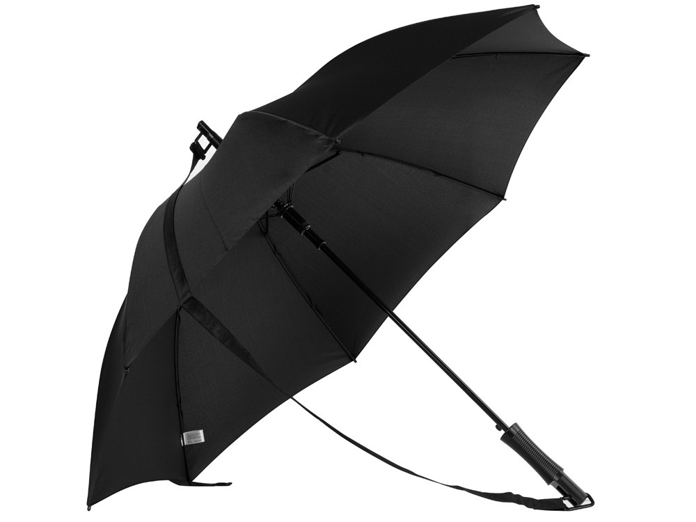 Зонт-трость 1199 Loop с плечевым ремнем, полуавтомат, черный - фото 2 - id-p112917534