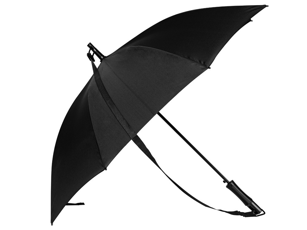 Зонт-трость 1199 Loop с плечевым ремнем, полуавтомат, черный - фото 3 - id-p112917534
