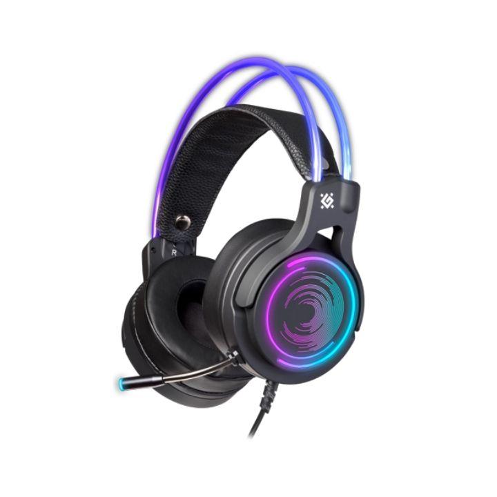 Наушники-гарнитура игровые Defender Cosmo PRO объемный звук 7.1, RGB, черный, фото 1
