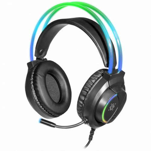 Наушники-гарнитура игровые Defender Flame черный, RGB, черный, фото 1