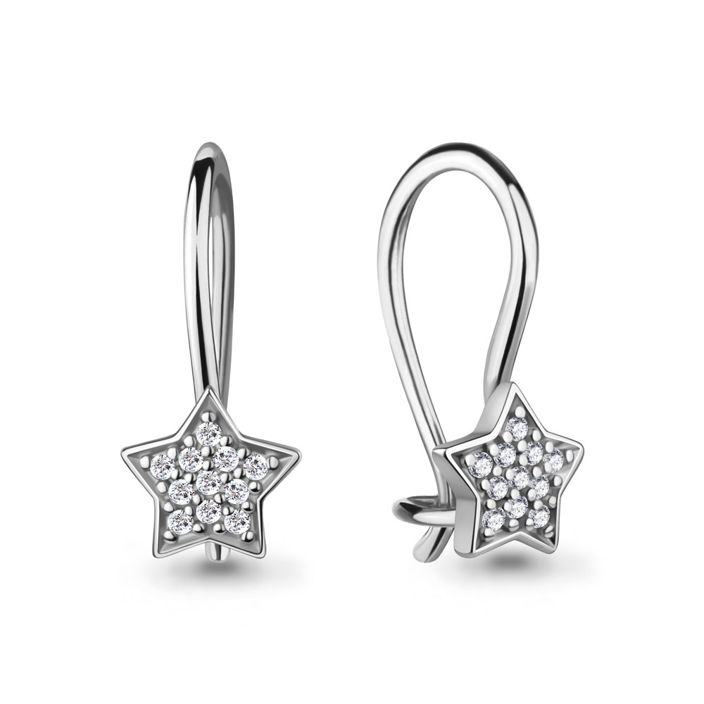 Детские серьги из серебра Фианит Aquamarine 490029.5 покрыто родием