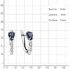 Серьги классика из серебра  Фианит  Наносапфир Aquamarine 49810АБ.5 покрыто  родием коллекц. Клеопатра, фото 2