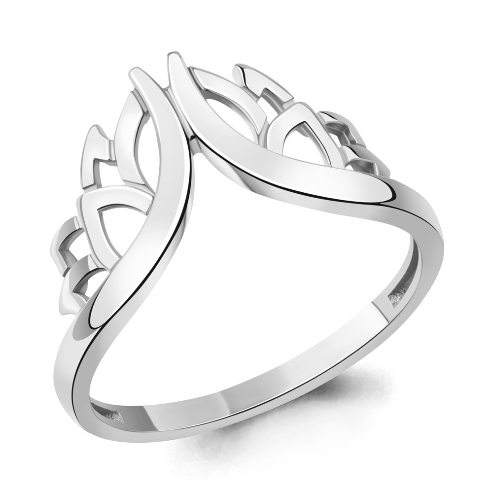 Кольцо серебряное классическое Aquamarine 54987.5 серебро с родием