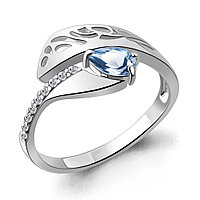 Серебряное кольцо Топаз Свисс Блю Фианит Aquamarine 6692805А.5 покрыто родием