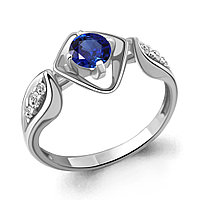 Серебряное кольцо Наносапфир Фианит Aquamarine 67315Б.5 покрыто родием коллекц. Клеопатра
