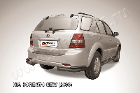 Уголки d76+d42 двойные черные Slitkoff для Kia Sorento (2006-2011)