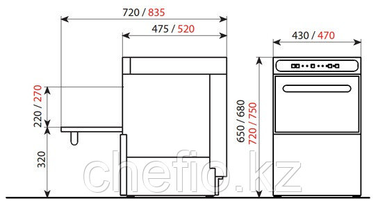 Фронтальная посудомоечная машина 40х40 см для стаканов, с дозатором ополаскивателя, без дозатора моющего, без - фото 2 - id-p112898373