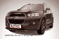 Защита переднего бампера d57+d42 двойная черная Slitkoff для Chevrolet Captiva (2013-2016)