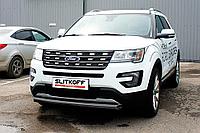 Защита переднего бампера d76 черная Slitkoff для Ford Explorer (2018-)