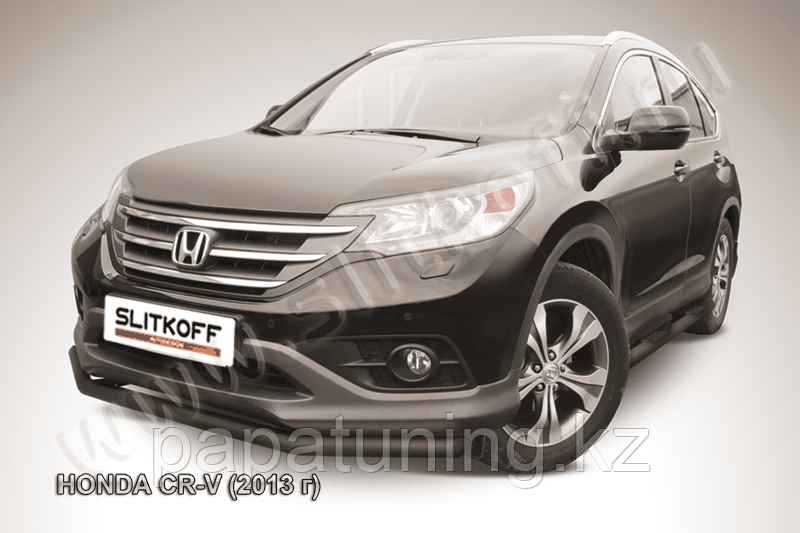 Защита переднего бампера d57 черная Slitkoff для Honda CR-V 2L (2014-2017) - фото 1 - id-p112089193