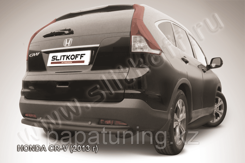 Защита заднего бампера d57 радиусная черная Slitkoff для Honda CR-V 2L (2012-2013) - фото 1 - id-p112089188