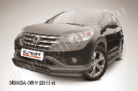 Защита переднего бампера d76+d57 двойная черная Slitkoff для Honda CR-V 2L (2012-2013)