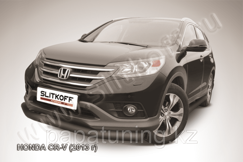 Защита переднего бампера d76 черная Slitkoff для Honda CR-V 2L (2012-2013) - фото 1 - id-p112089182