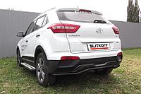 Защита заднего бампера d42 скоба черная Slitkoff для Hyundai Creta 4WD (2016-2021)