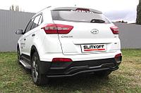 Защита заднего бампера d57 скоба черная Slitkoff для Hyundai Creta 4WD (2016-2021)