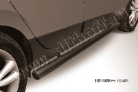 Защита порогов d76 труба черная Slitkoff для Hyundai ix-35 (2010-2015)