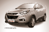 Защита переднего бампера d57+d42 двойная черная Slitkoff для Hyundai ix-35 (2010-2015)