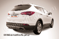 Защита заднего бампера d57 короткая черная Slitkoff для Hyundai Santa Fe (2012-2018)