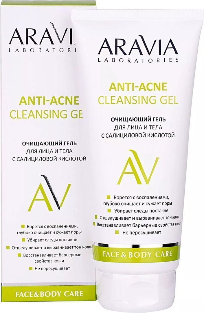 "ARAVIA Laboratories" Очищающий гель для лица и тела с салициловой кислотой Anti-Acne Cleansing Gel, 200 мл - фото 1 - id-p108973166