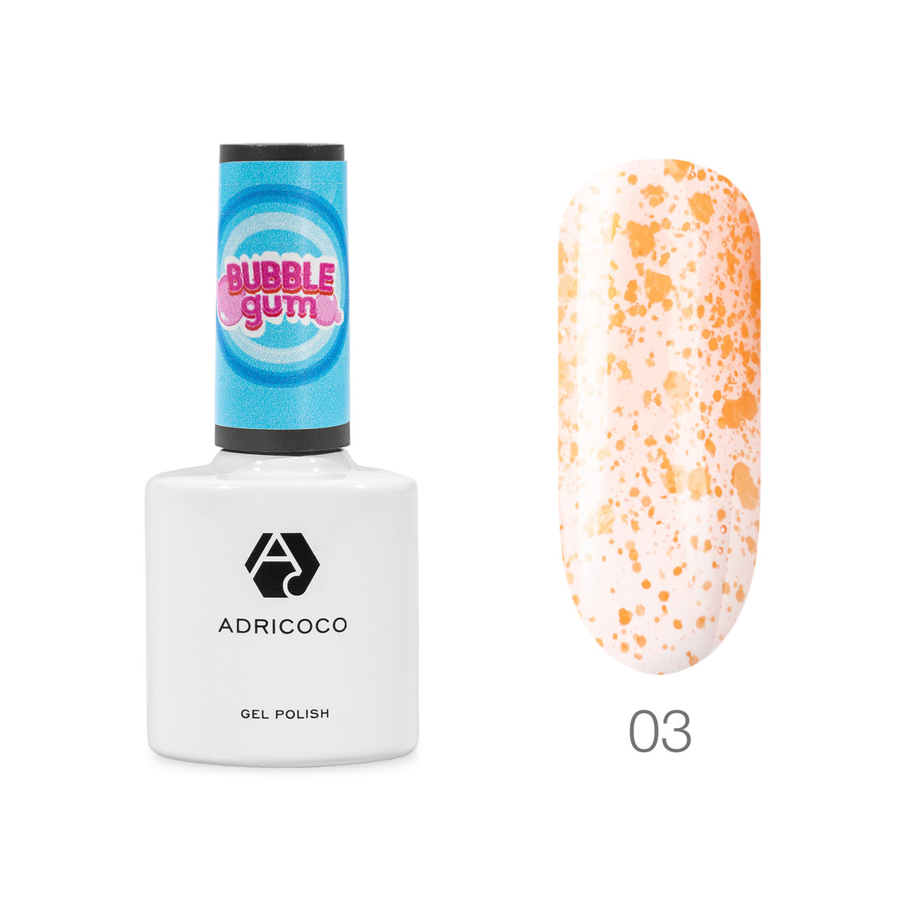 ADRICOCO Гель-лак Bubble gum с цветной неоновой слюдой №03 веселый мандарин, 8 мл - фото 1 - id-p108426881
