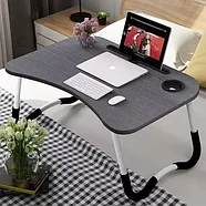 Столик в кровать складной для ноутбука и завтрака с подстаканником Foldy Goods 60х40х28 см (Натуральное, фото 9