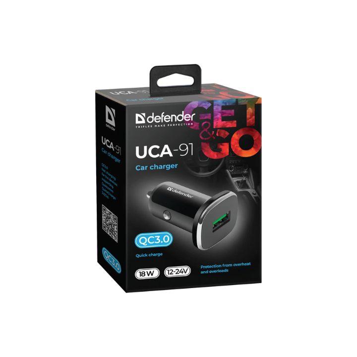 Зарядное устройство автомобильное Defender UCA-91 USB QC3.0 черный - фото 2 - id-p112941311