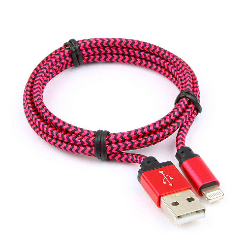 Кабель USB 2.0 Cablexpert CC-ApUSB2pe1m, AM/Lightning 8P, 1м, нейлоновая оплетка, алюминиевые разъем - фото 1 - id-p112943977