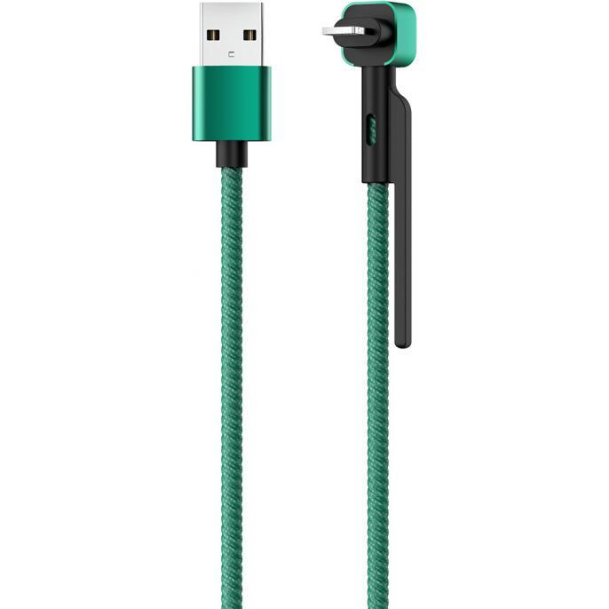 Кабель Olmio Stand, USB 2.0 - lightning, 1.2м, 2.1A, зеленый - фото 1 - id-p112944056