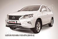 Защита переднего бампера d57 черная Slitkoff для Lexus RX-350 RX-270 (2012-2015)