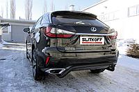 Защита заднего бампера d57 скоба черная Slitkoff для Lexus RX-350 (2015-2019)