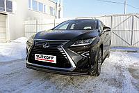 Защита переднего бампера d57+d42 двойная черная Slitkoff для Lexus RX-350 (2015-2019)