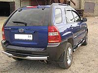 Защита заднего бампера d76 с проступями черная Slitkoff для KIA Sportage New (2008-2010)