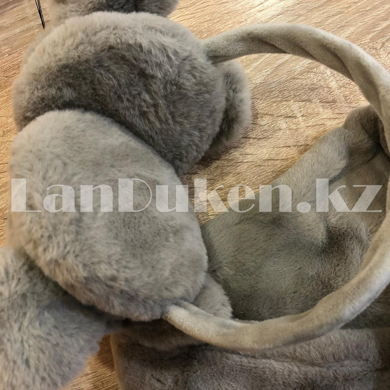 Комплект меховые наушники с тонким ободком и шарф Мышки серый - фото 5 - id-p112944881