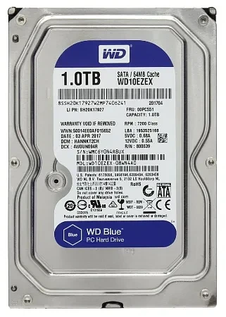 Жёсткий диск HDD 1 Tb SATA 6Gb/s Western Digital Blue WD10EZEX 3.5" 7200rpm 64Mb - фото 1 - id-p112947839