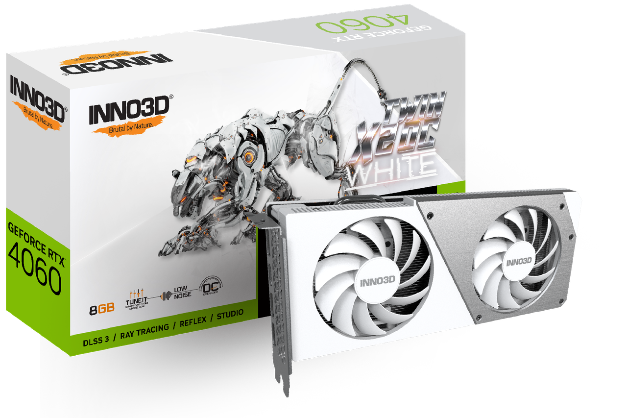 Видеокарта Inno3D GeForce RTX 4060 8GB GDDR6 TWIN X2 OC WHITE (N40602-08D6X-173051W)