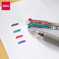Ручка шариковая DELI "Arris" автоматическая, четырехцветная, 0,7 мм, синяя, черная, красная, зеленая