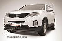 Защита переднего бампера d76 черная Slitkoff для Kia Sorento (2012-2020)