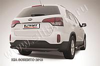 Защита заднего бампера d76 радиусная черная Slitkoff для Kia Sorento (2012-2020)