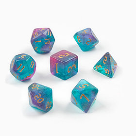 Набор кубиков: Голубой Розовый перламутр 7 шт. (Dungeons and Dragons, ДнД) | Сима Лэнд