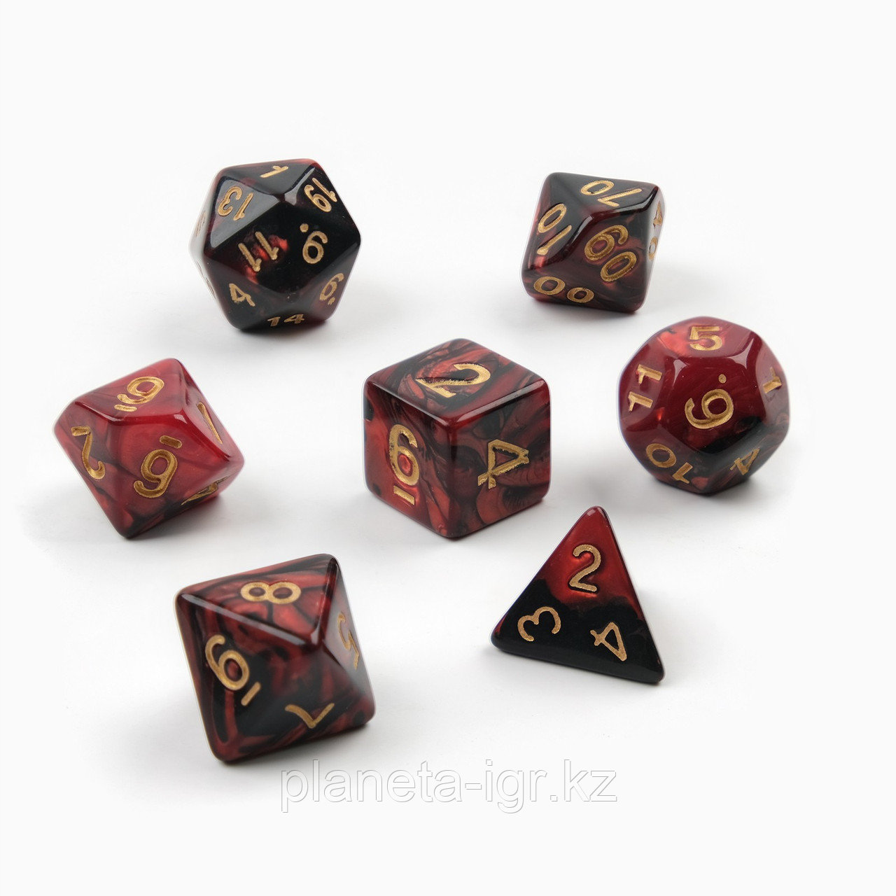 Набор кубиков: Красный Чёрный Перламутр 7 шт. (Dungeons and Dragons, ДнД) | Сима Лэнд