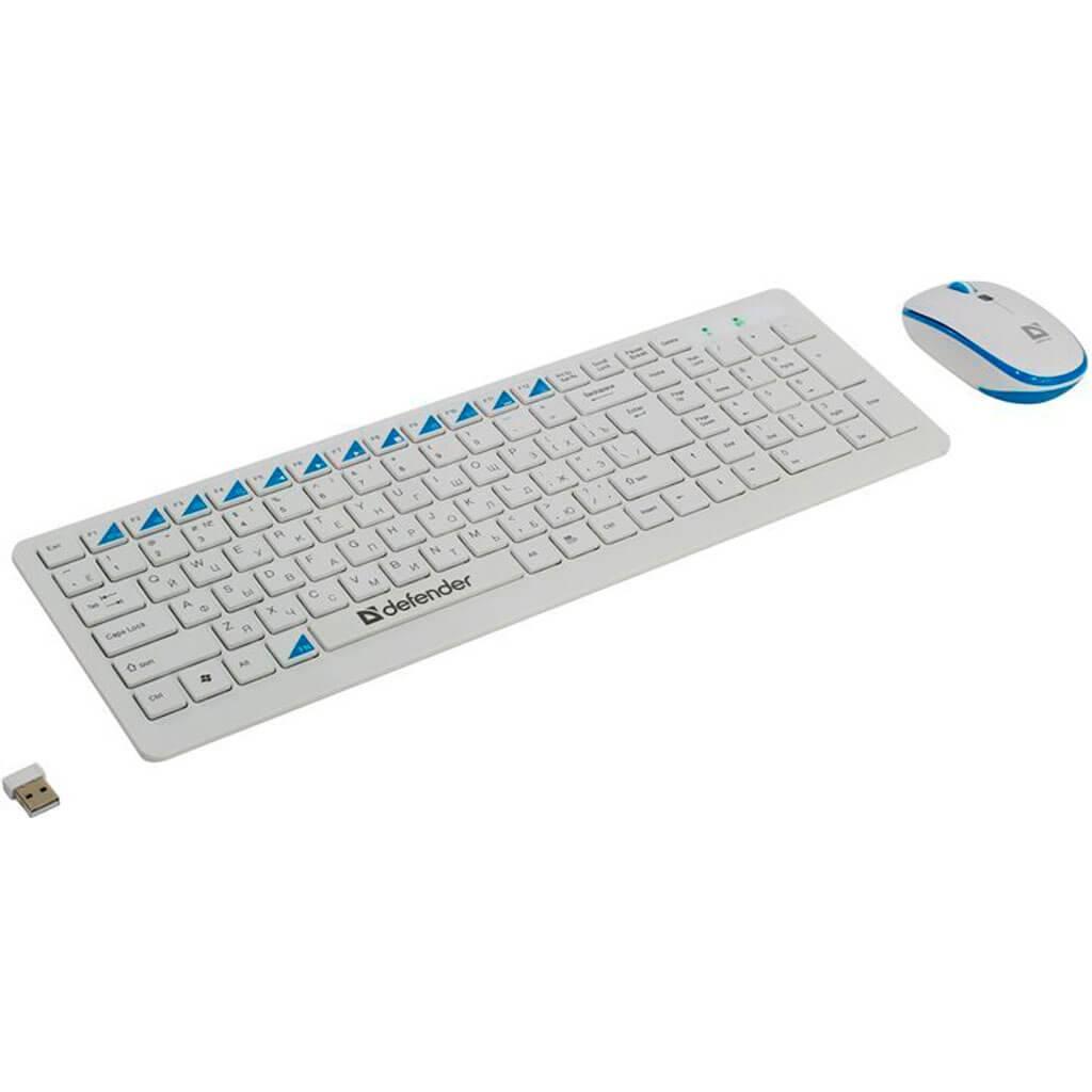 Комплект беспроводной клавиатура+мышь Defender Skyline 895 RU,белый,мультимедийный - фото 1 - id-p112954552